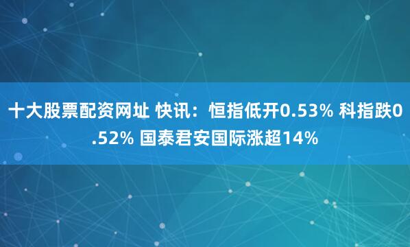 十大股票配资网址 快讯：恒指低开0.53% 科指跌0.52% 国泰君安国际涨超14%